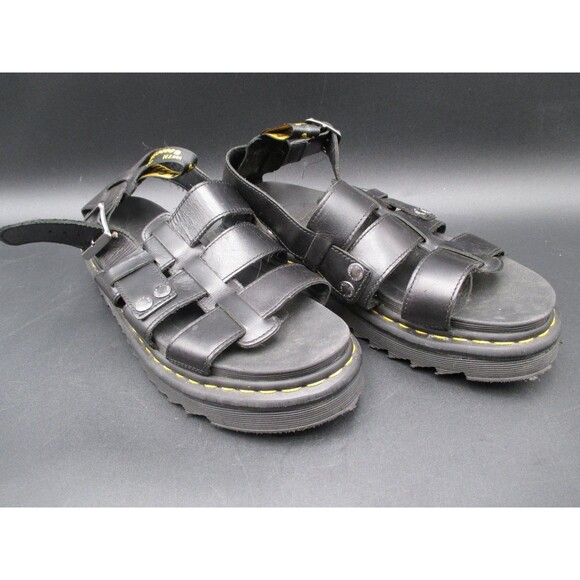 Dr Martens Sandals Mens 9 Terry Fisherman Black Leather Gladiator Bouncing Soles main image 6